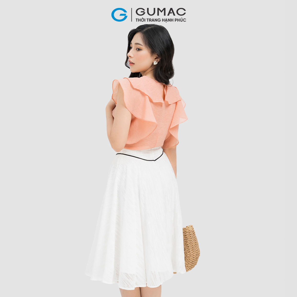 Áo kiểu phối bèo nhẹ mềm mại nữ tính thanh lịch GUMAC LAD0501