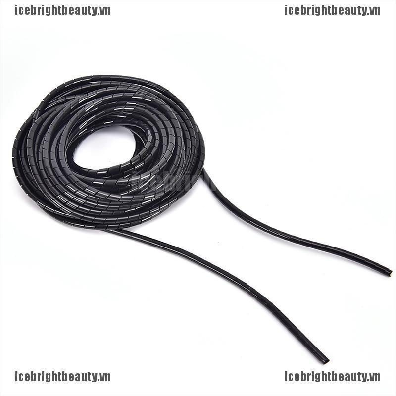 ICE 6mm Outside Dia 17M PE Polyethylene Spiral Cable Wire Wrap Tube Black