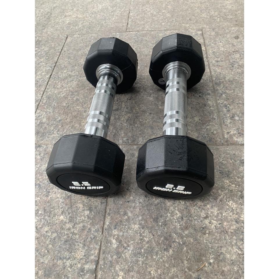 Bộ 2 Tạ Tay Cao Su Iron Grip 2.5kg Màu Đen , Tạ Tập Gym(Tổng 5kg)