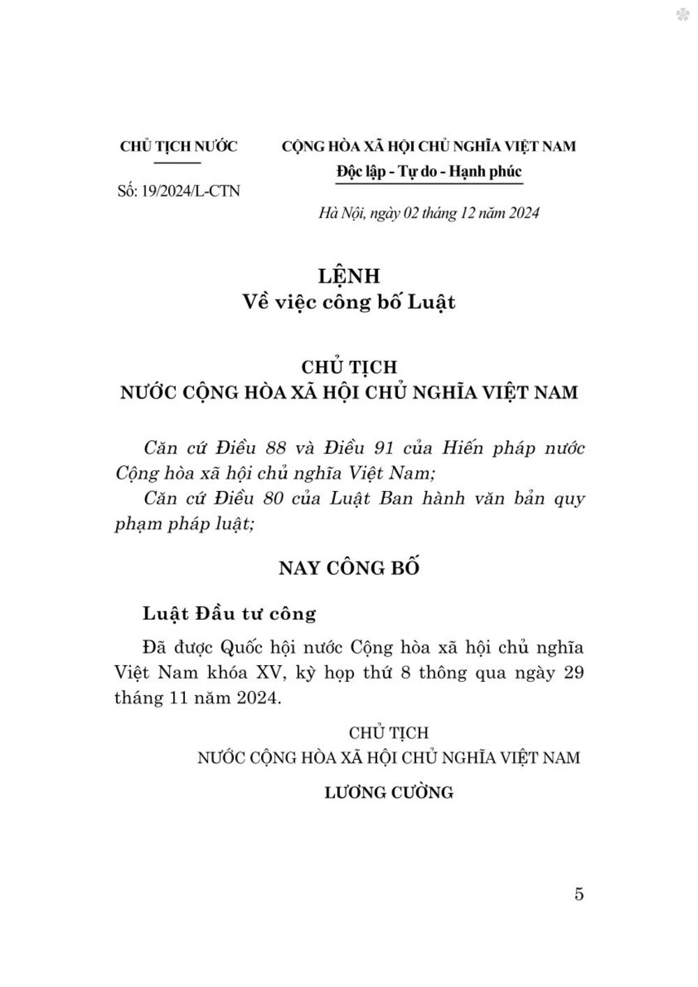 Luật đầu tư công 2024 - bản in 2025