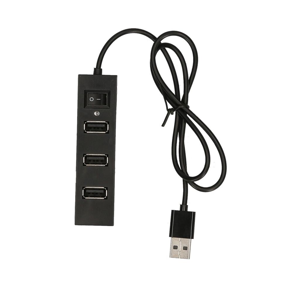 4-port USB2.0 Hub USB2.0 Converter Support USB Fan Mouse Keyboard Mobile Hard Disk U Disk USB Lamp for PC Laptop Black