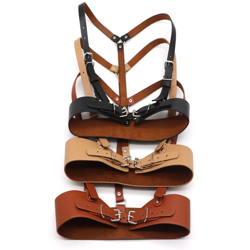 HATCYGGO Nữ Da Dây An Toàn Toàn Thân Punk Body Nữ Mối Ràng Buộc Ngực Thắt Lưng Quần Lót Dây Đeo Rộng Dây Cummerbund Đen Dây Nịt Thon Gọn