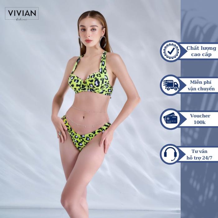 Đồ bơi nữ cao cấp dạng hai mảnh lưng thấp áo gọng - Xanh NEON - VS163_NEO