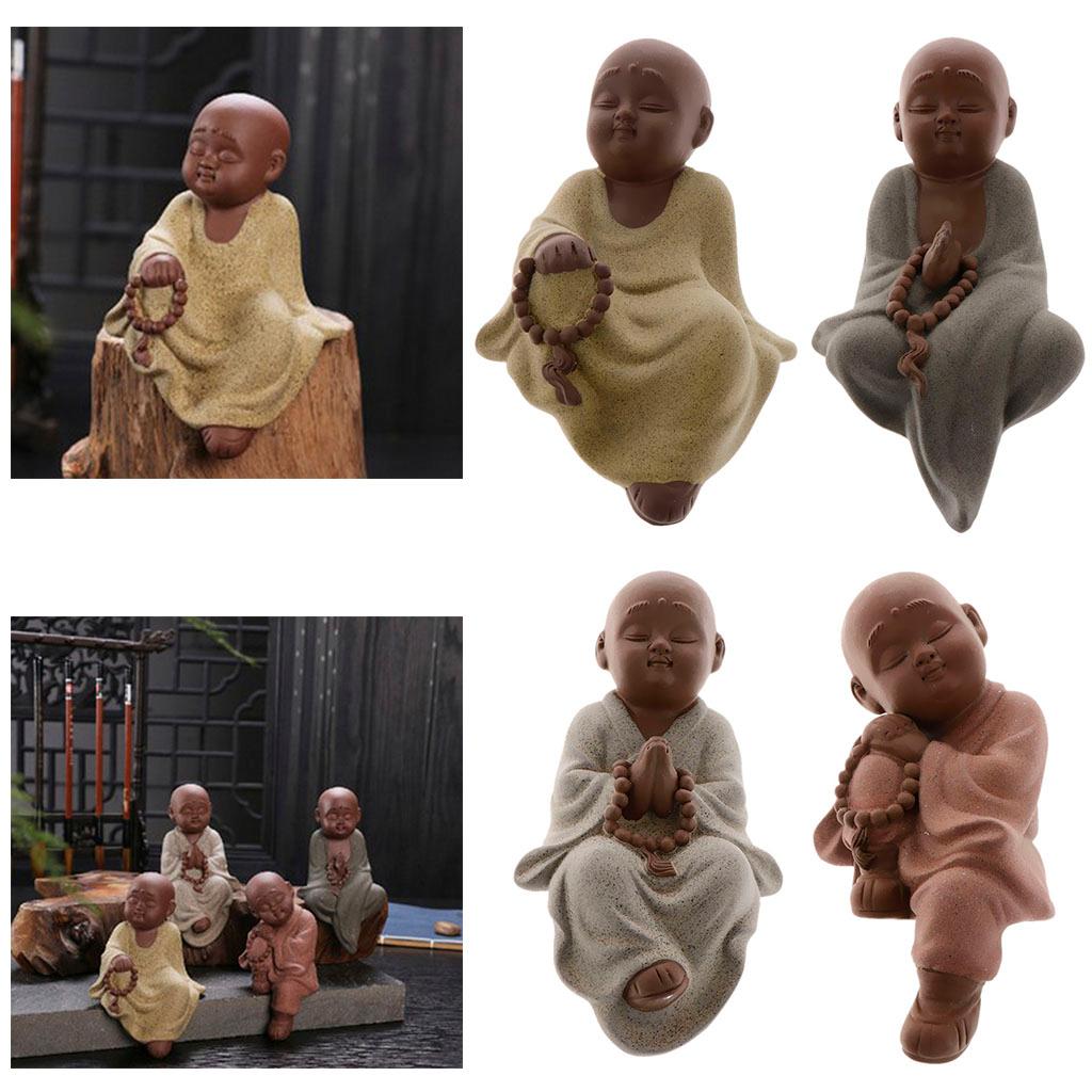 Ceramic Small Buddha Statue kung fu Monk Figurine Tea pet Ornament Style1