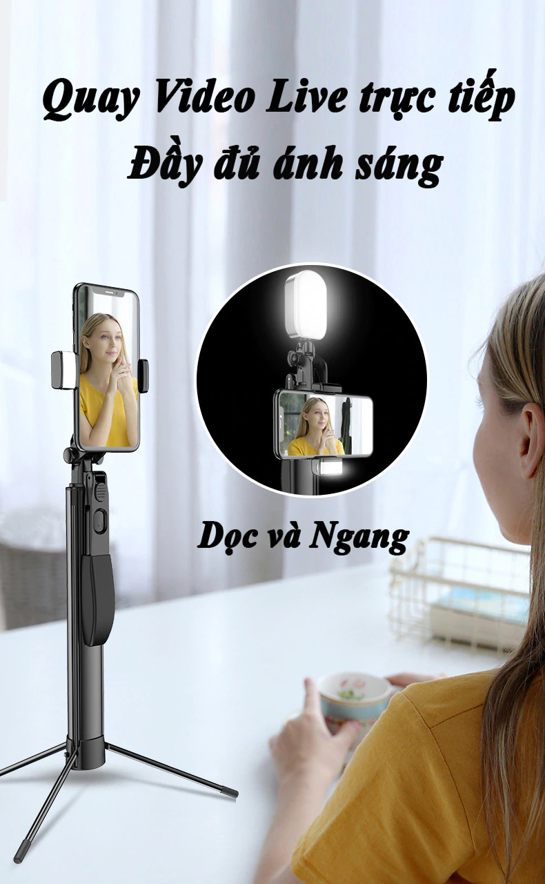 Gậy Chụp Ảnh 1m6 kiêm tay cầm quay video chống rung A21 tích hợp Remote Bluetooth Thế Hệ Mới Hàng Chính Hãng