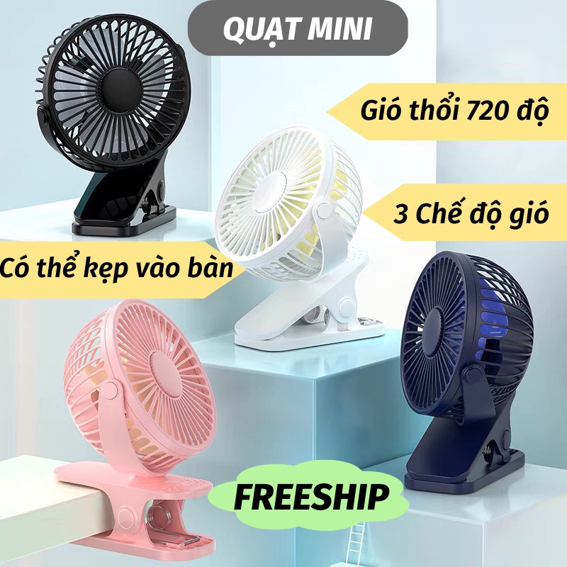 Quạt Mini Tích Điện Kẹp Bàn F168 (Tặng cáp OTG kết nối điện thoại Androi)