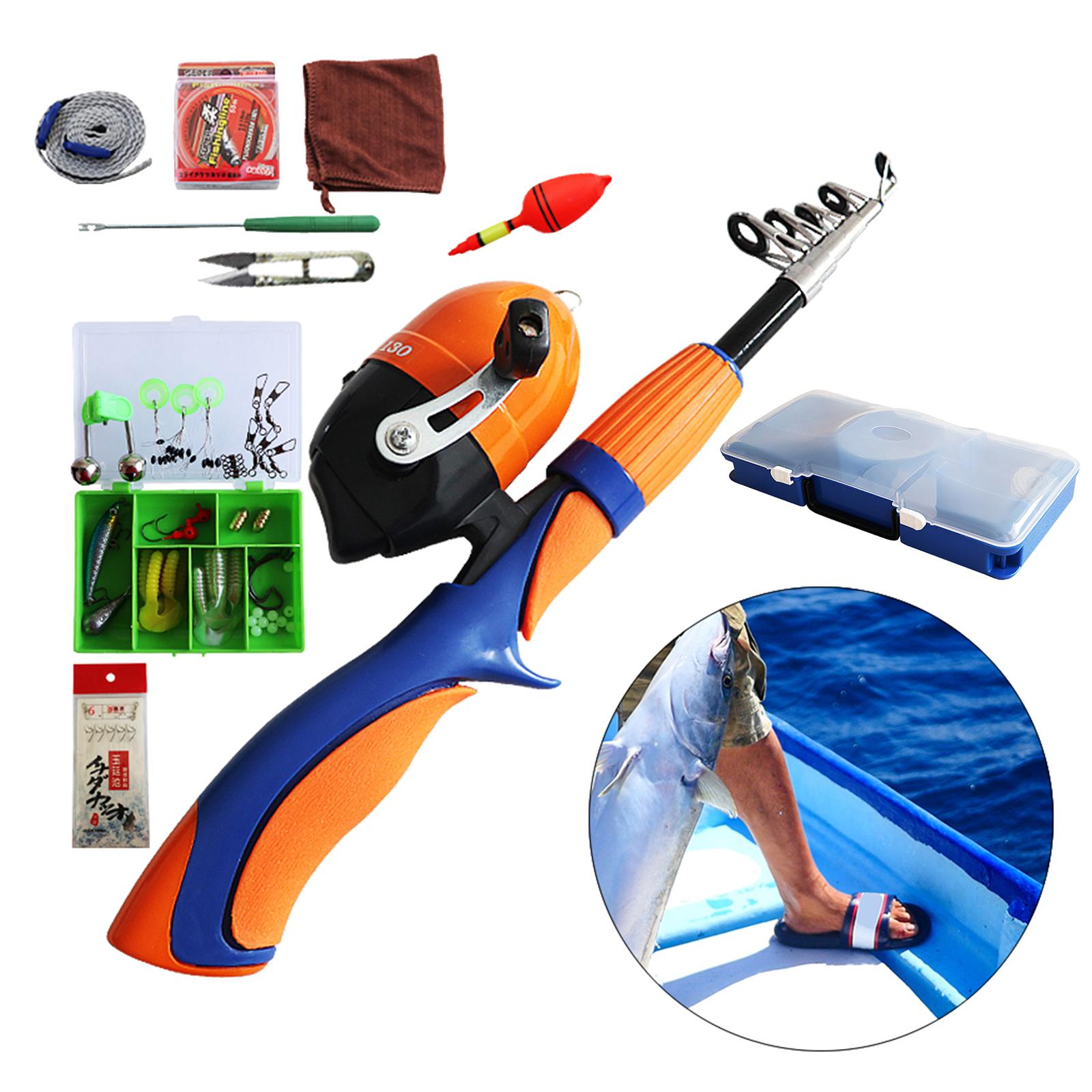 Kids Fishing Pole, Portable Telescopic Fishing Rod and Reel Combo Kit with Spincast Fishing Reel for Boys Girls Youth