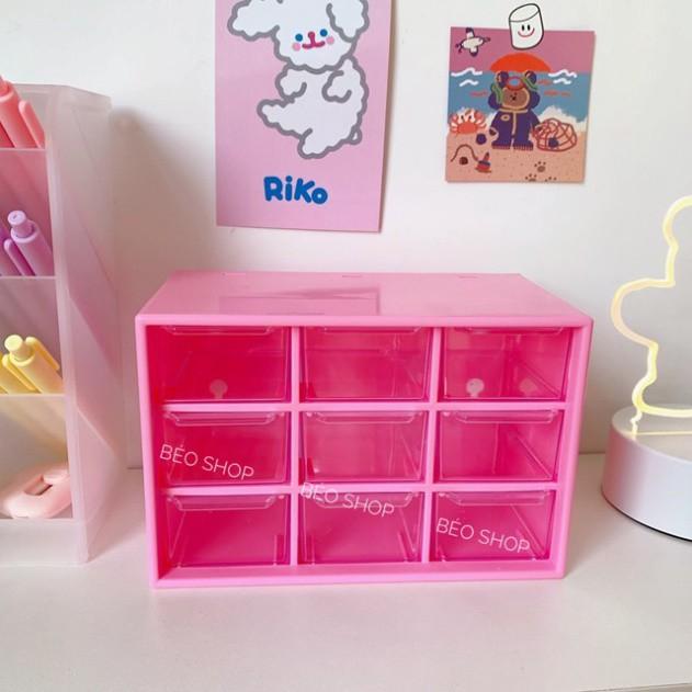Hộp nhựa đa năng 9 ngăn đựng đồ siêu xinh , kệ đựng đồ mini . .