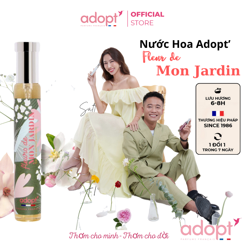 Nc hoa pháp cao cấp,nước hoa nữ Fleur De Mon Jardin hương thơm tươi mát quyến rũ ngọt ngào yêu thương dung tích 30ml