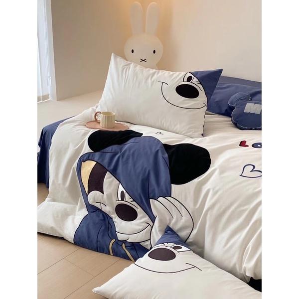 Bộ Chăn Ga Gối Cotton Linen Disney Hàng Nhập Khẩu Cao Cấp 5 Món Cho Bé Trai và Gái
