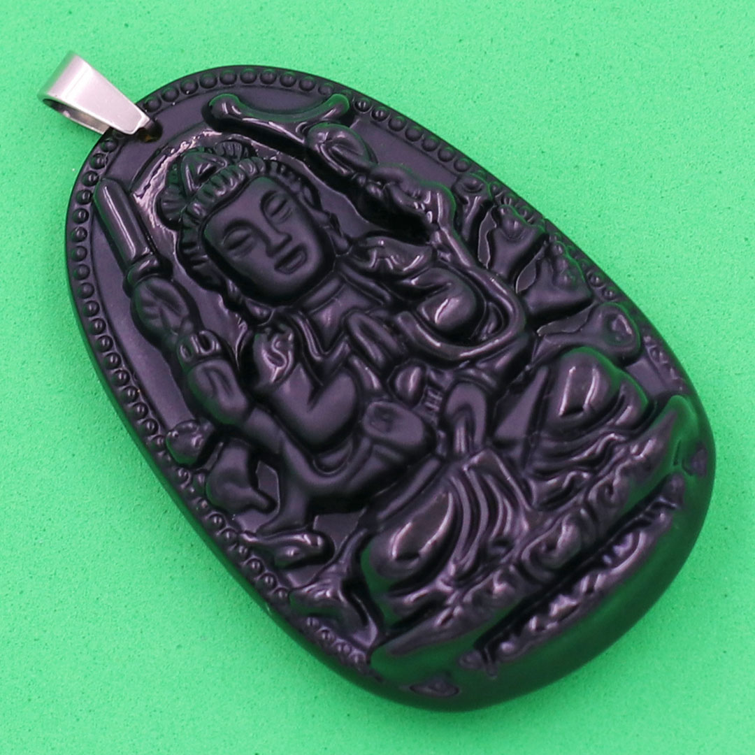 Mặt Phật Thiên Thủ Thiên Nhãn thạch anh đen 3.6 cm