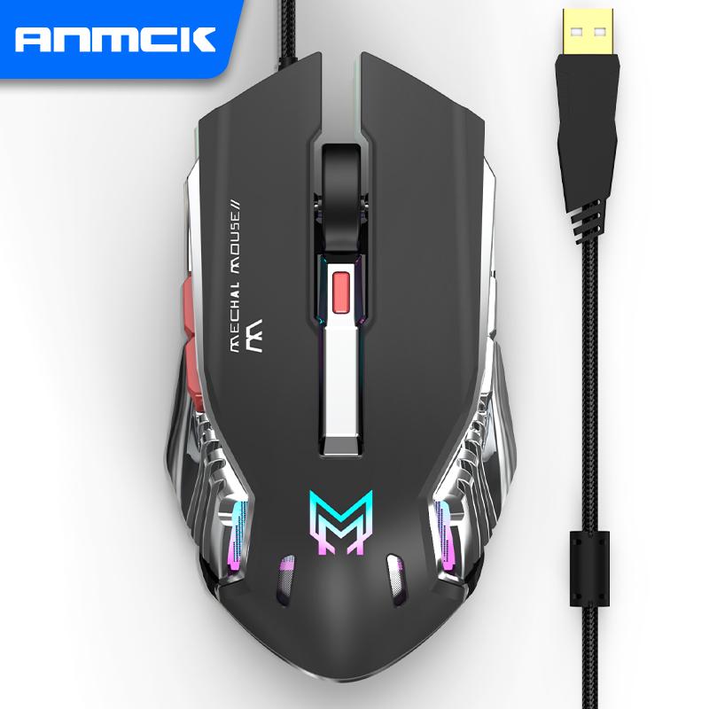 Anmck Chuột Chơi Game 2400 DPI Quang Có Dây RGB Chuột Máy Tính USB Chuột Cho Laptop Macbook PC Game Thủ Văn Phòng
