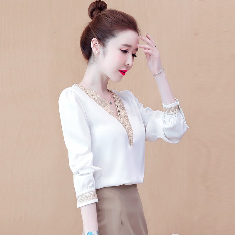 ÁO SƠ MI CÔNG SỞ CỔ V PHỐI REN CAO CẤP