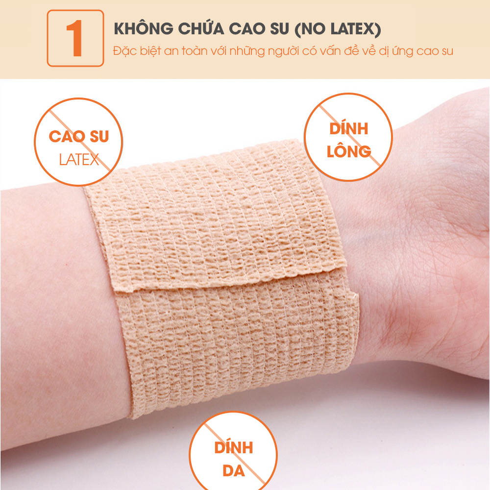 Băng thể thao đàn hồi GoodFit Gotape GT02 thành phần không chứa cao su, không gây dị ứng, dùng được cho vết thương hở, y tế