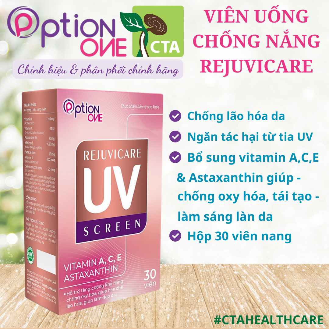 VIÊN UỐNG REJUVICARE UV SCREEN HỔ TRỢ CHỐNG NẮNG, CHỐNG LÃO HÓA DA
