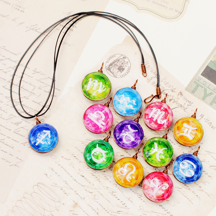 Dây chuyền 12 cung hoàng đạo Zodiac màu sắc tươi sáng siêu đẹp cho nữ 06647-DC0014