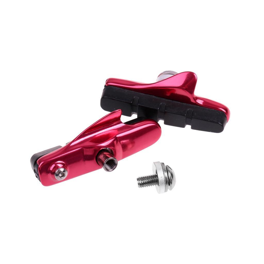 4Pcs Road Bike BRAKE BLOCKS Pads Shoes Fixed Gear  Rubber Holder Red