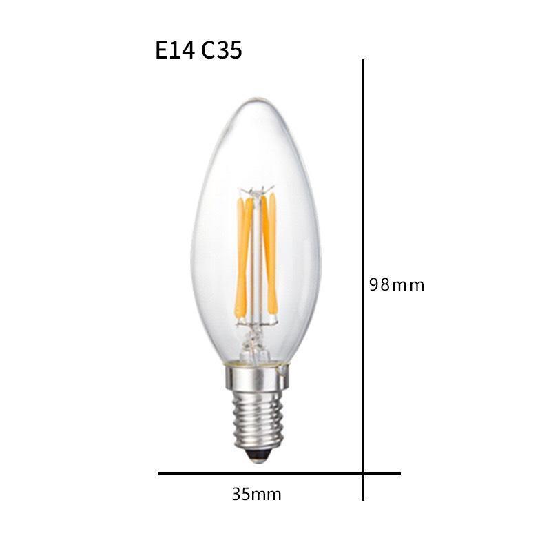 Bóng đèn LED Edison C35 4w E14/E27 2700k, êm dịu, thân thiện môi trường