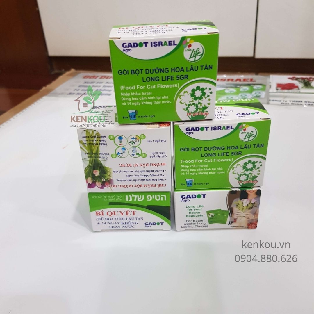 BỘT DƯỠNG HOA TƯƠI LÂU Combo 5 hộp hiệu Long life Israel, dành cho gia đình chơi hoa