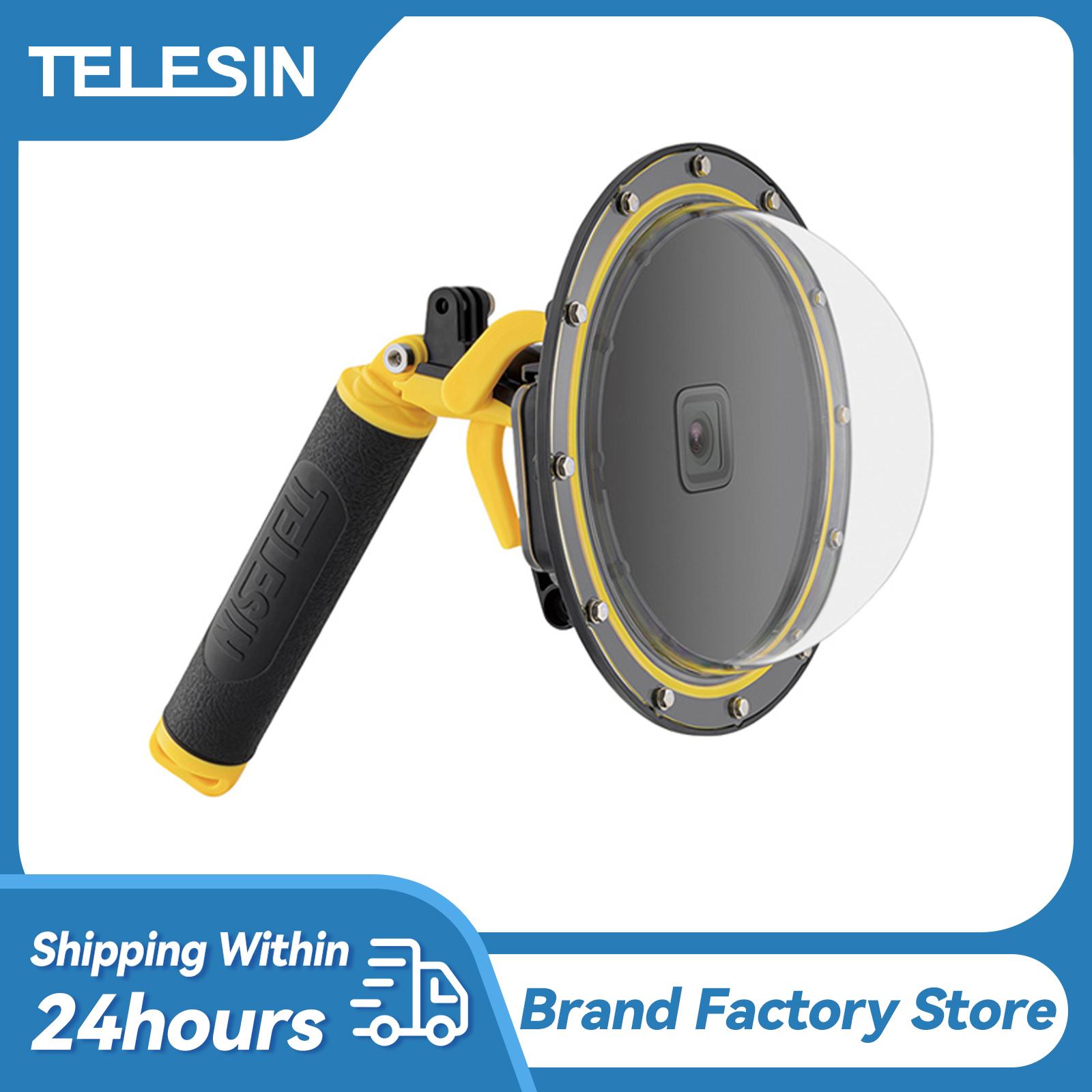 TELESIN Dome Port Lặn Vỏ Chống Nước 30M Lặn Ống Thở Cho GoPro Hero 11 10 9 Black Hero 8 7 6 Camera Kích Hoạt Mái Vòm Bao Ống Kính