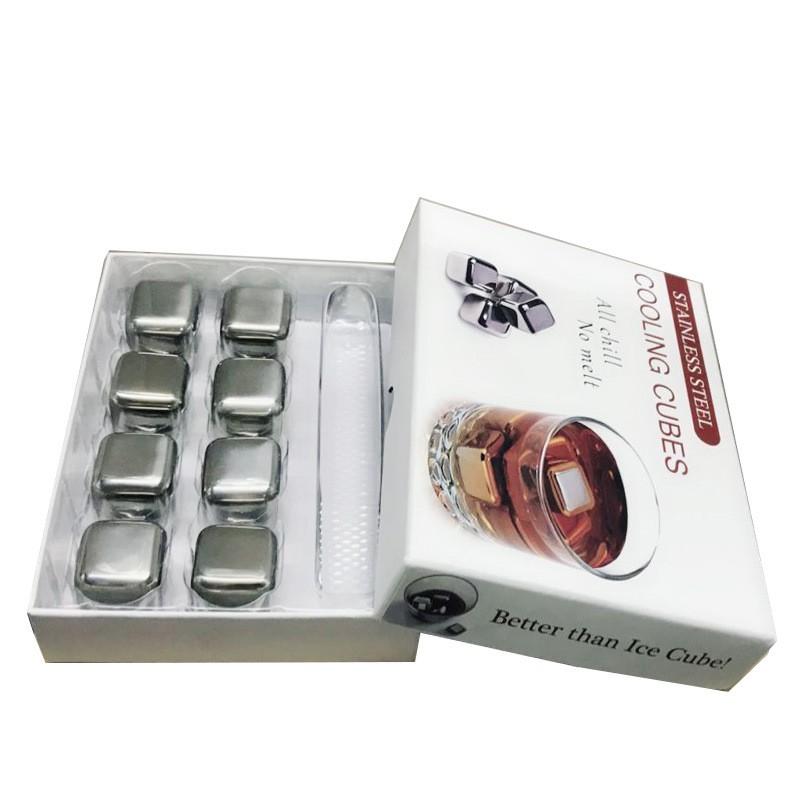 Đá Lạnh Vĩnh Cửu Không Tan Cao Cấp Hộp 8 Viên Tặng Kèm Kẹp Gắp Đá Inox