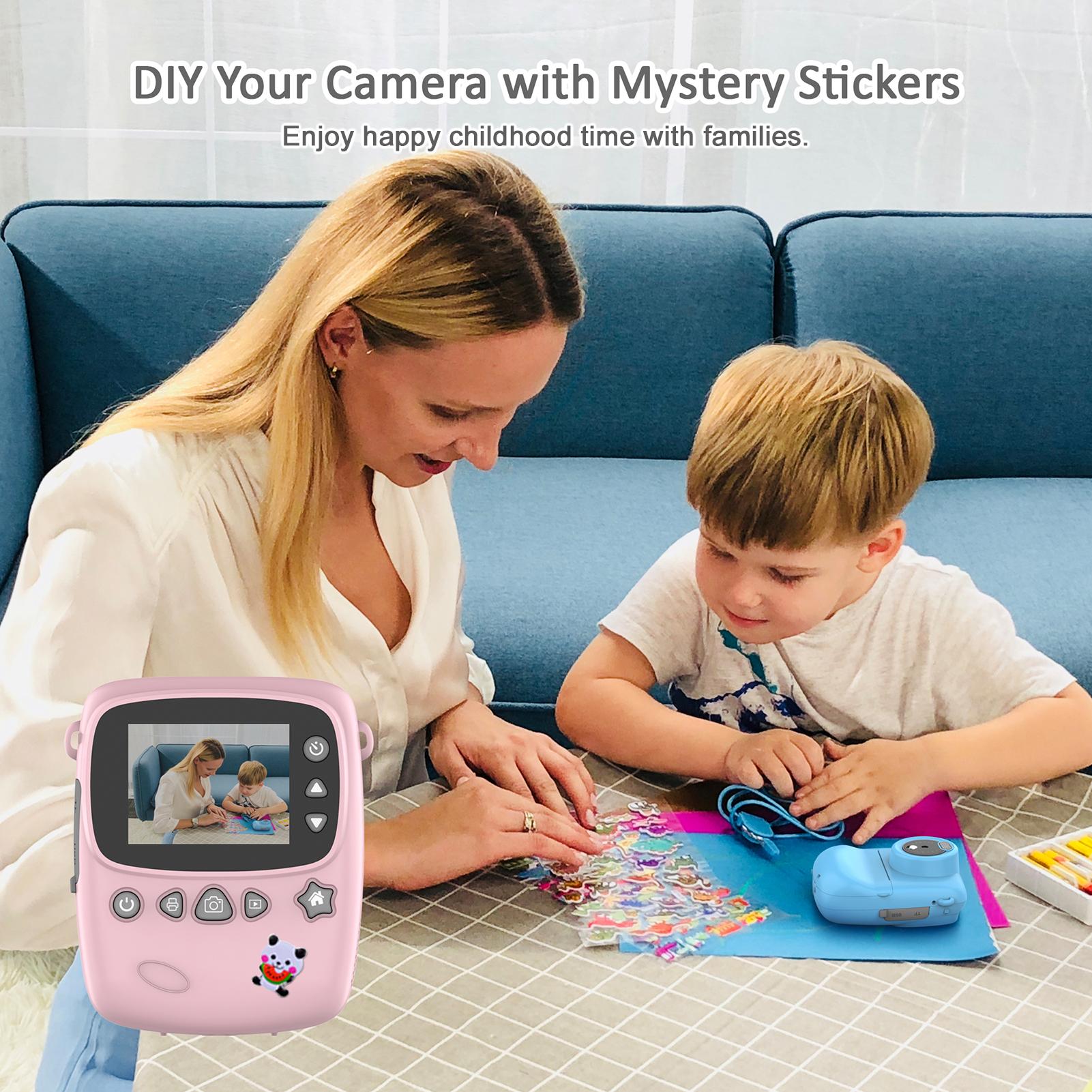 Portable Kids Instant Print Camera Digital Video Camera 1080P 18MP 2.3Inch Screen with Photo Frames Sticker Hanging Rope
