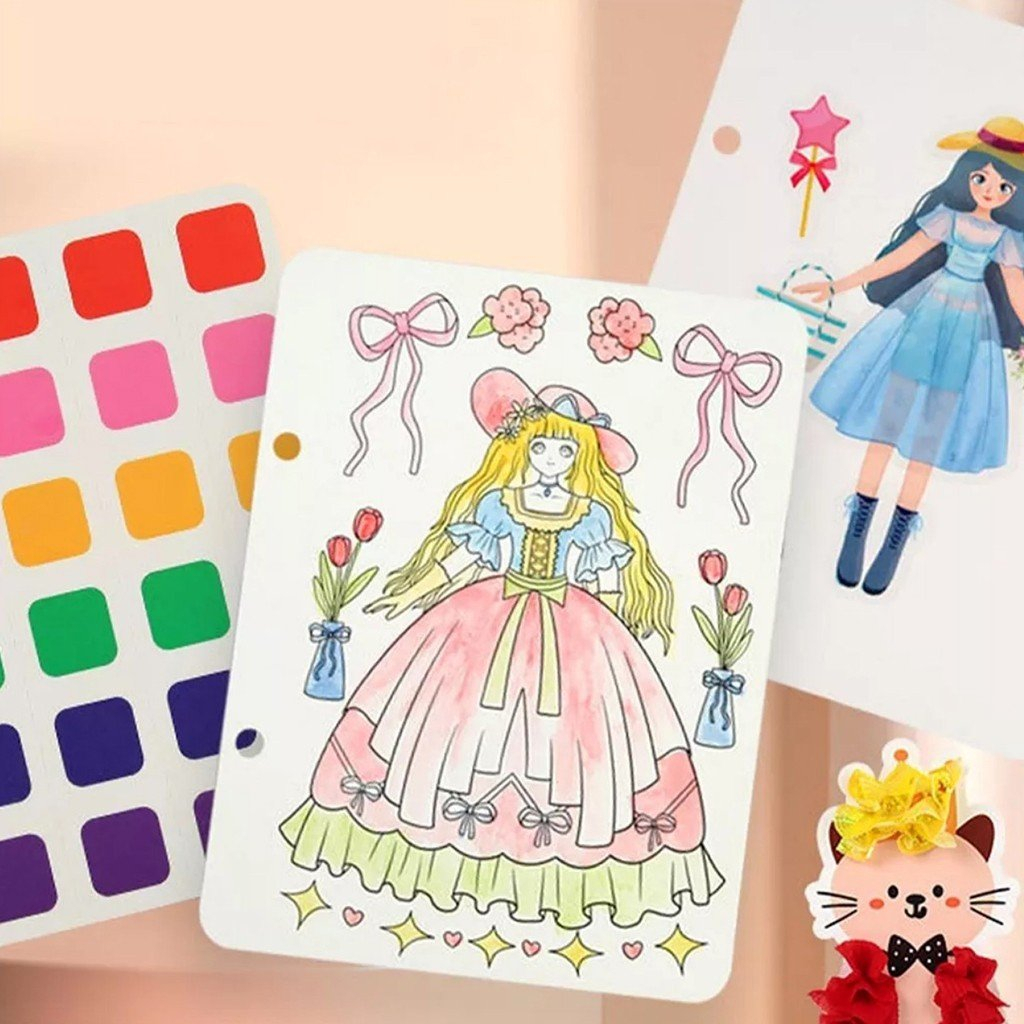 Đồ chơi thiết kế thời trang sổ tay tô màu loại đẹp bìa cứng cho bé gái, quà tặng sinh nhật cho bé