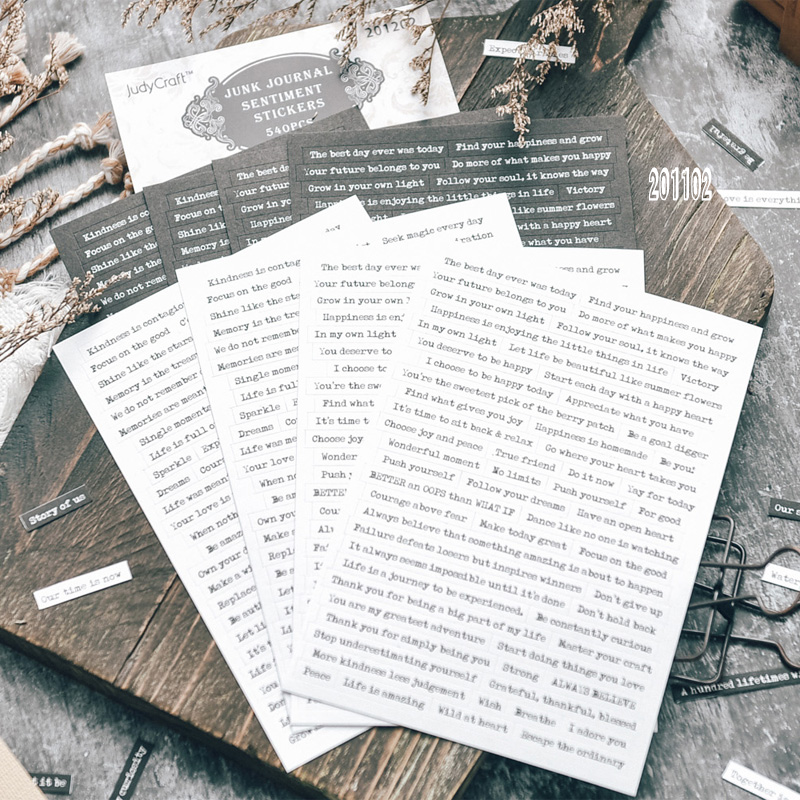 S97 - Tờ sticker giấy chữ câu quotes tiếng Anh JudyCraft trang trí sổ bullet journal, junk journal