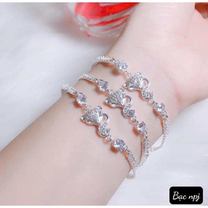 Lắc Tay hồ ly viền Kim Tiền may mắn, Tài lộc,lắc tay bạc nữ - Bạc npj