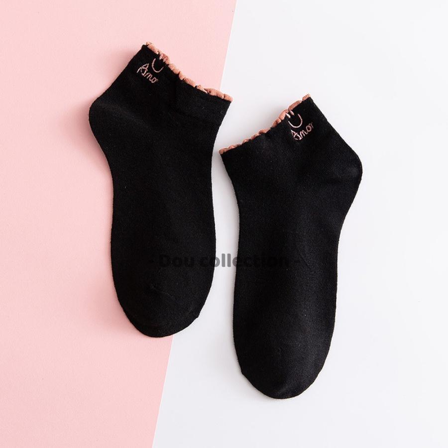 Tất Vớ Nữ Cổ Ngắn Unisex Cotton Họa Tiết SMILE Phong Cách Hàn Quốc Dễ Thương - Mã TV014