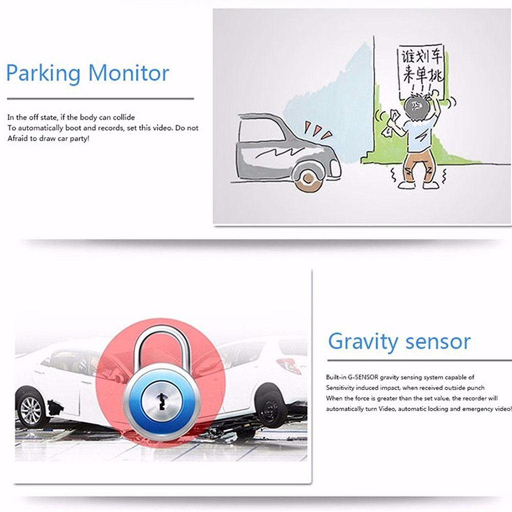 3.0'' 720P Car Rear View Camera Monitor Dash Cam Recorder 120 Degree Angle