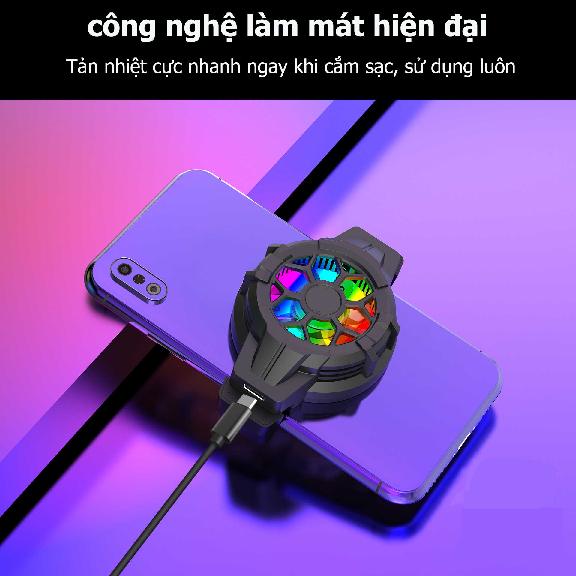 Quạt tản nhiệt điện thoại gaming sò lạnh PIX-LINK P10 làm mát điện thoại giảm nhiệt độ khi chơi game Pubg FF Liên Quân Mobile Tốc Chiến Mobile - Hàng chính hãng