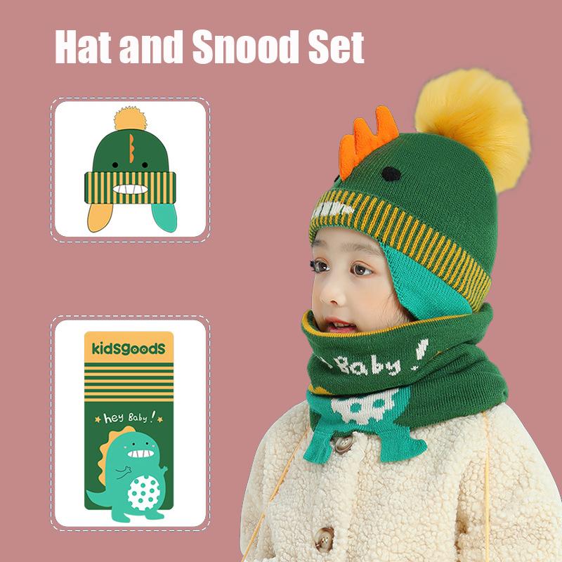 Nón Bộ Khăn Mũ Cho Bé Mùa Đông Nón Trẻ Em Cho Bé Trai Bé Gái Trẻ Em Snood Bộ Cho Bé Gái Hoạt Hình Máy Bay Ném Bom Nắp pompom Dệt Kim Bonnet