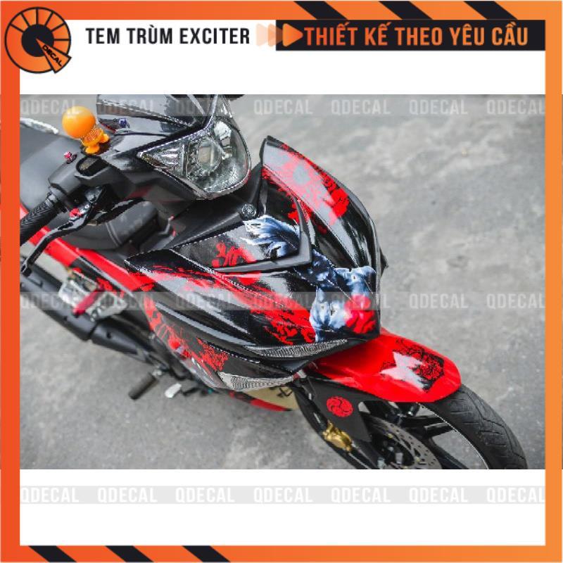 Tem trùm dành cho Exciter 150 Samurai đỏ đen decal 3 lớp