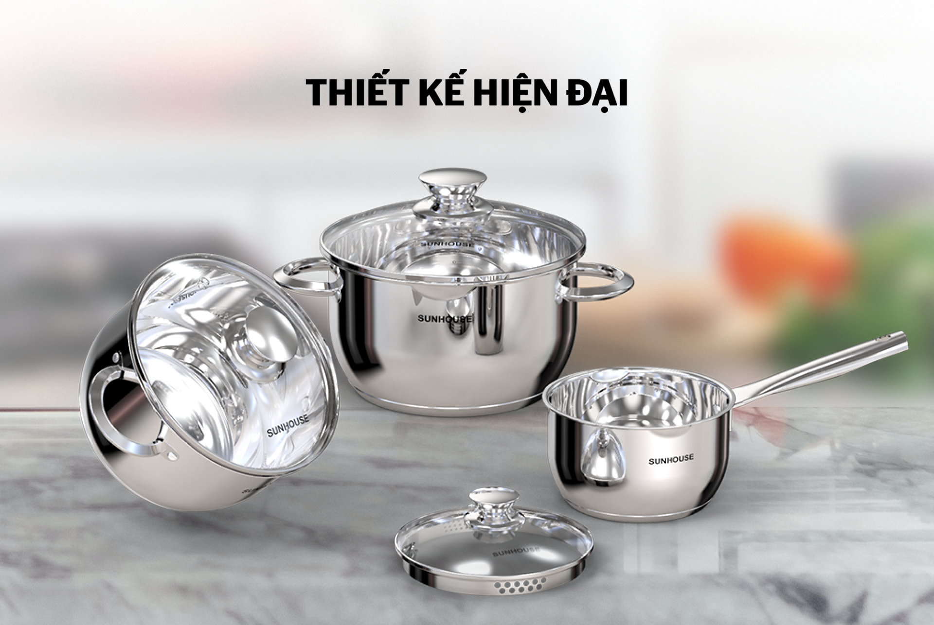 Bộ nồi inox 5 đáy Sunhouse SHG688 - Hàng Chính Hãng