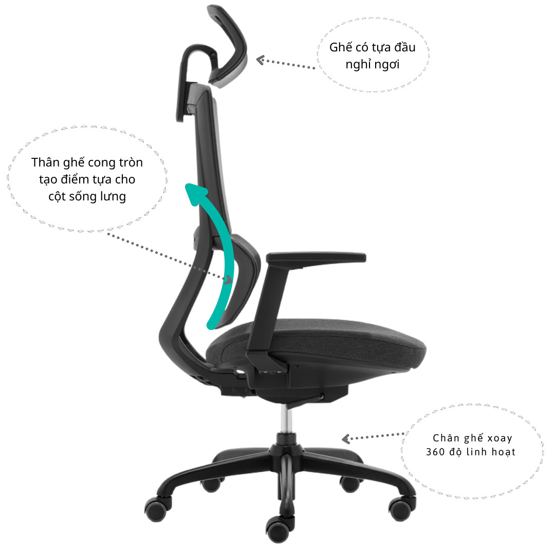 Ghế xoay văn phòng có lưng lưới làm việc tại nhà thiết kế chuẩn công thái học / Ergonomic chairs / ghế công thái học / ghế Ergonomic / office chair CM4315-MP CAPTA TpHCM