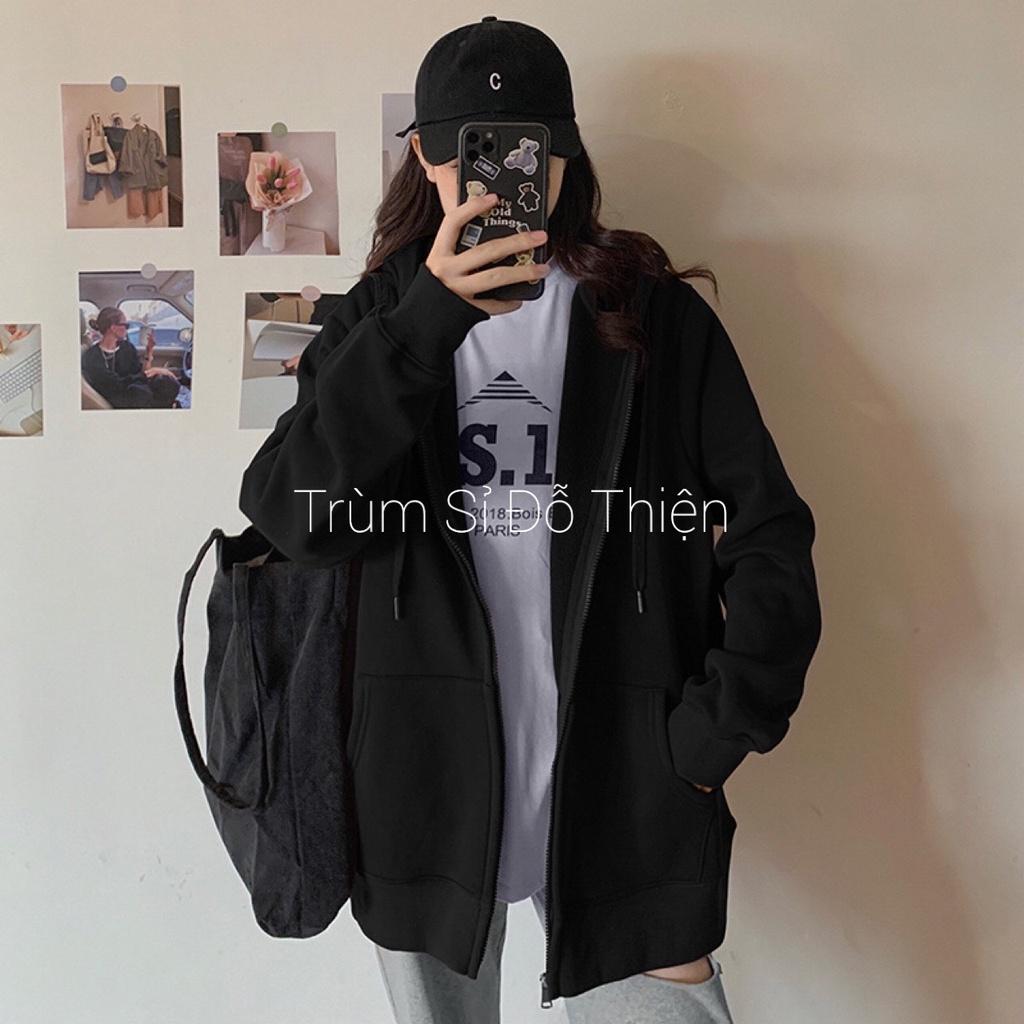 Áo khoác nỉ,hoodie,trơn có nón khóa zip unisex dành cho nam nữ mặc ấm thu đông,chống nắng với các bạn trong Nam tiện lợi