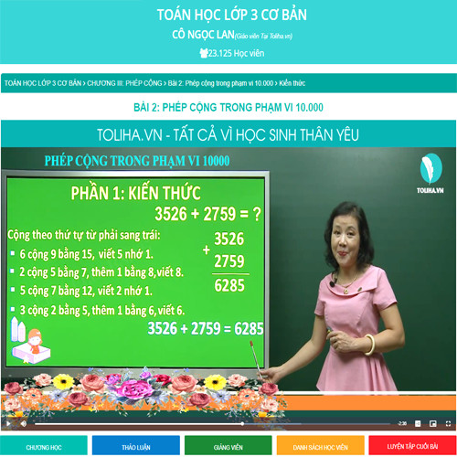Khóa học TOÁN HỌC LỚP 3 - Cô Ngọc Lan - 09 tháng