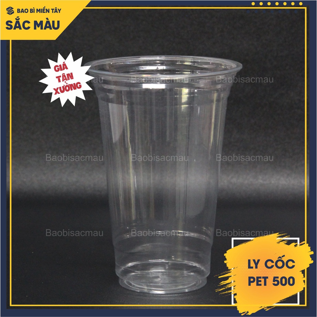 Sỉ 50 cốc nhựa/ ly nhựa PET 500ml kèm nắp