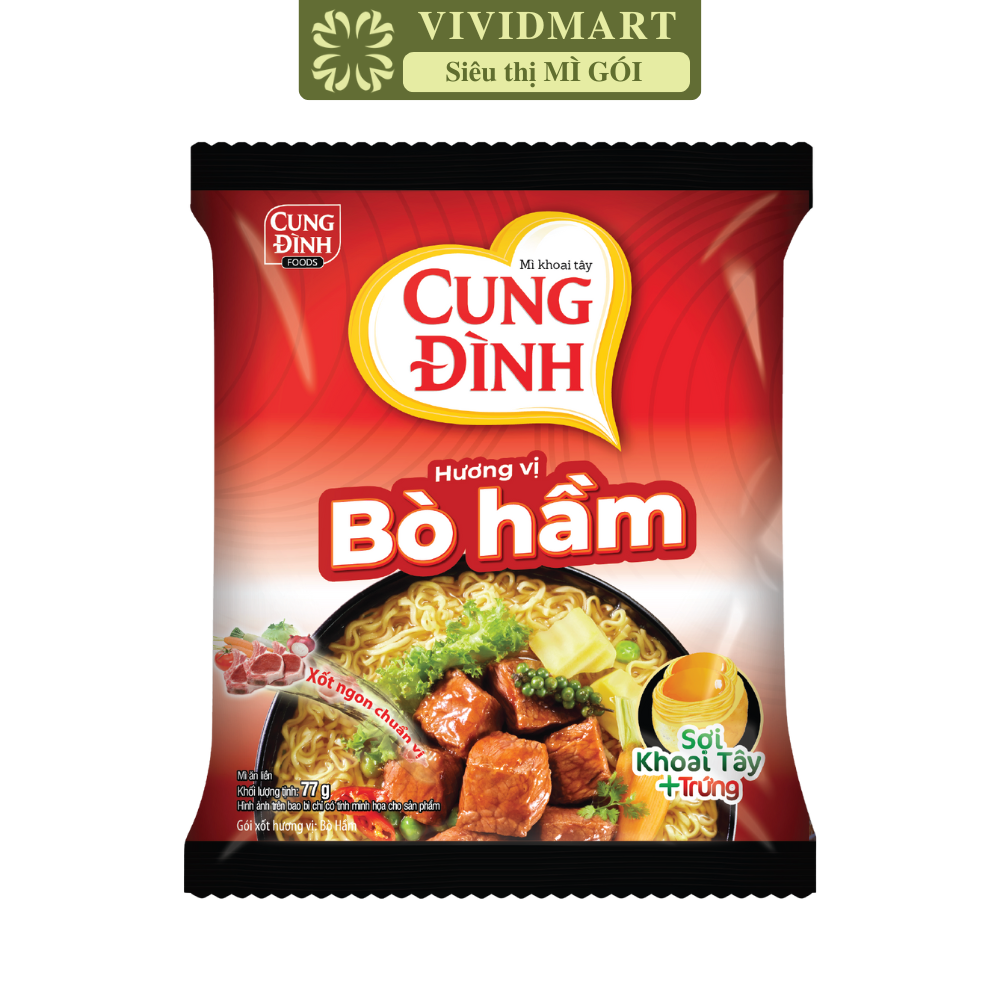 AFOTECH - Mì Cung Đình Bò hầm, Mì Bò hầm Cung Đình, Mì khoai tây Cung Đình Bò hầm, Mì Cung Đình gói (79g/gói)