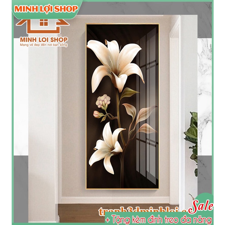 Tranh tráng gương cao cấp HOA LY CỰC SANG  trang trí không gian sống TẶNG KÈM ĐINH TREO