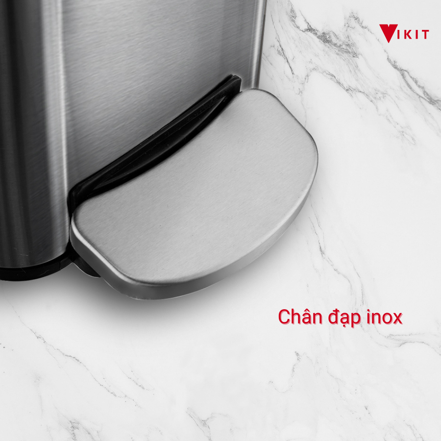 Thùng rác inox đạp chân nhà vệ sinh, bếp cao cấp nắp đóng chậm VIKIT R16