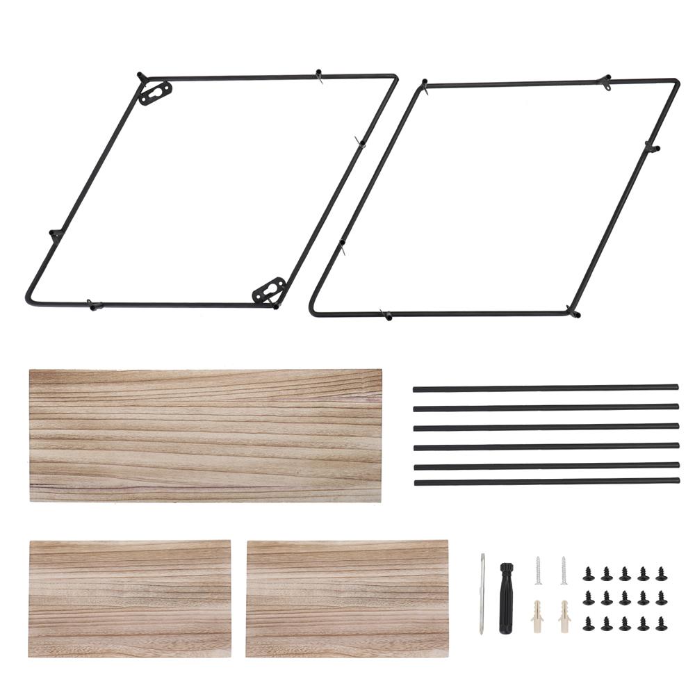 Kệ gỗ treo tường hình thoi đa chức năng, lưu trữ 3 lớp, thủ công bằng kim loại, tiết kiệm không gian