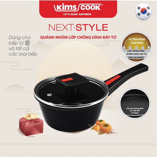 Quánh KIMS COOK Next Style 16cm đáy từ hợp kim nhôm chống dính