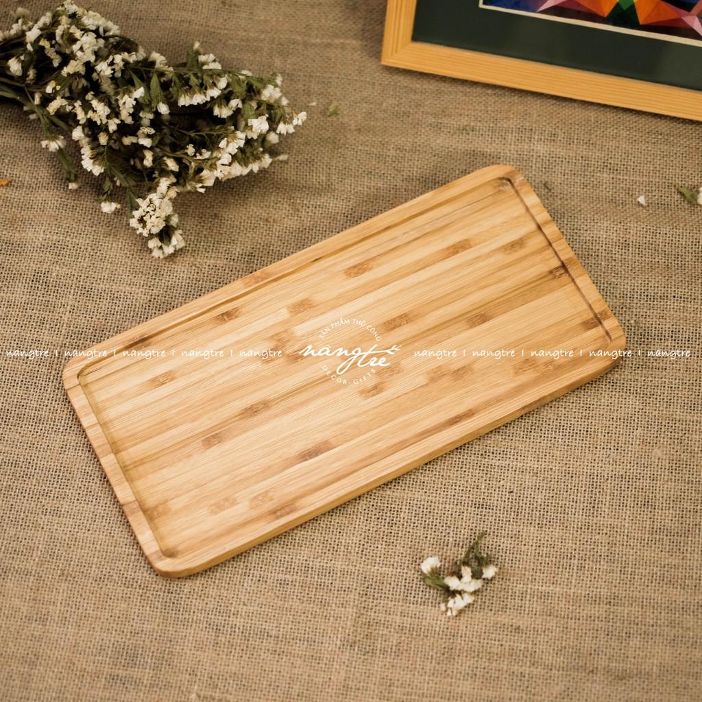 Khay gỗ tre chữ nhật - Khay gỗ tre decor - Bamboo wood tray
