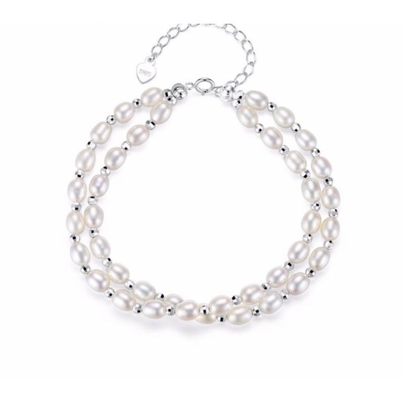 Vòng tay hạt trắng kết đôi, bạc 925