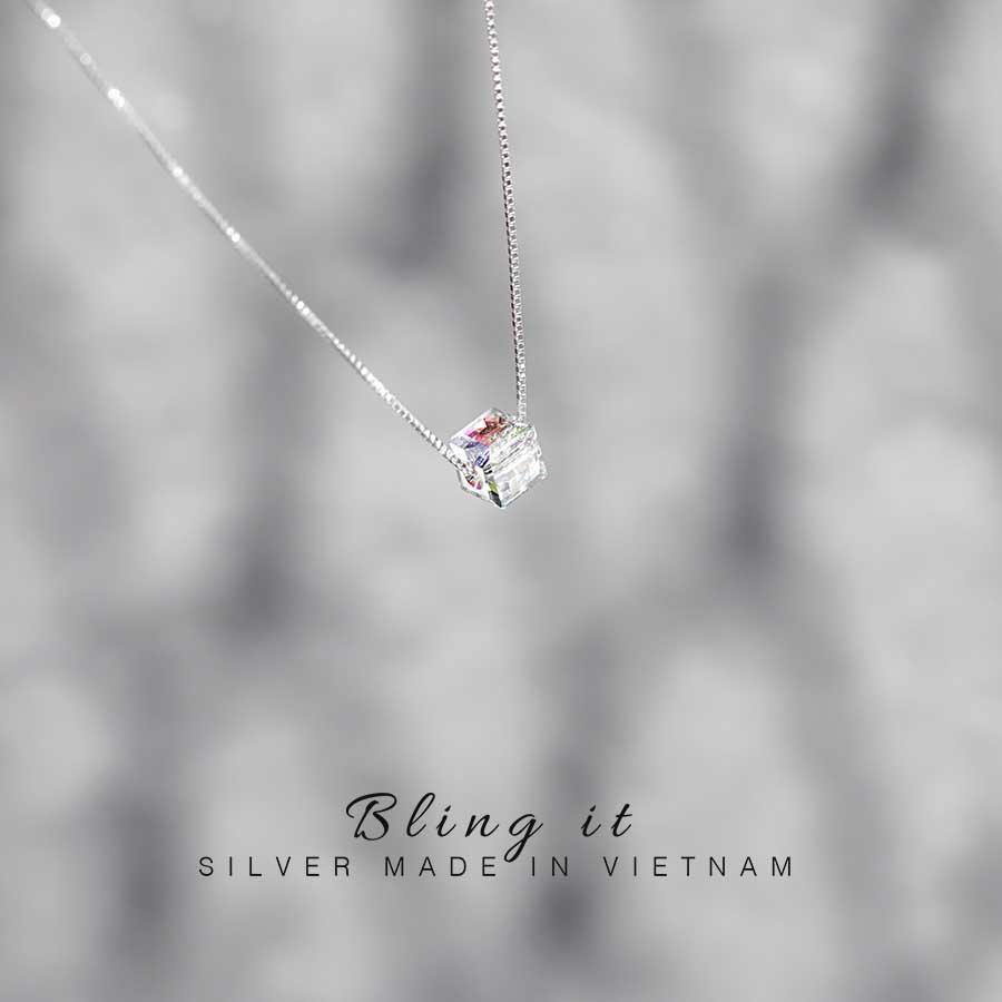 Vòng cổ bạc bling it đá vuông BIVC116