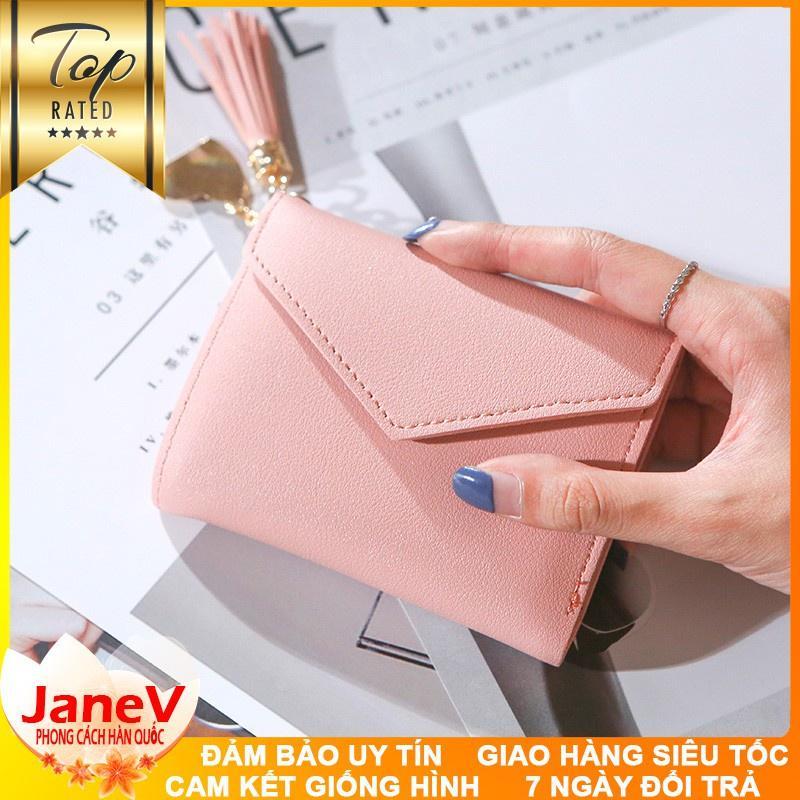 Ví Nữ Mini Ngắn Cầm Tay Phong Cách Hàn Quốc phụ kiện dây đeo trái tim (có hàng sẵn) (Hàng Chính Hãng)