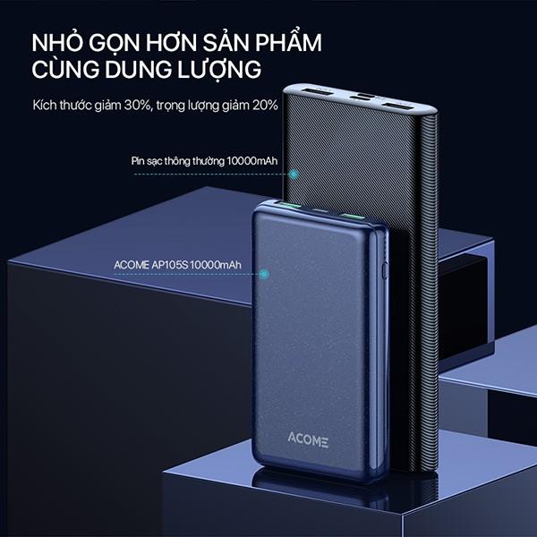 Pin Sạc Dự Phòng Dung Lượng 10.000mAh ACOME Hỗ Trợ Sạc Nhanh 18W PD/QC 3.0 An Toàn, Tiện Lợi - Hàng Chính Hãng