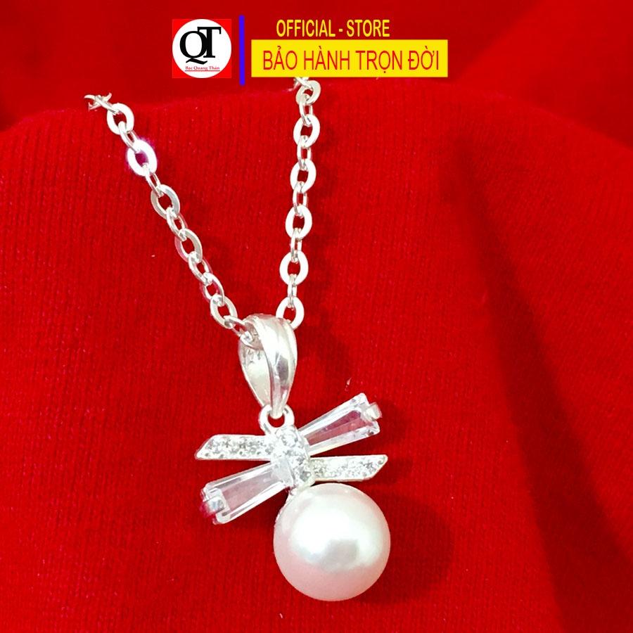 Dây chuyền nữ bạc 925 mặt dây gắn ngọc size 6ly cao cấp phong cách thời trang trang sức Bạc Quang Thản - QTBTS16